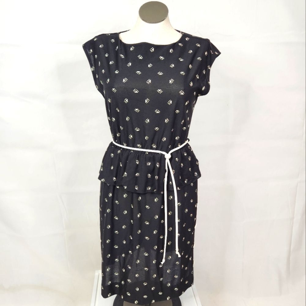 Vintage Mari Lynn 80's Geometric ILGWU Midi Dress Sz 14